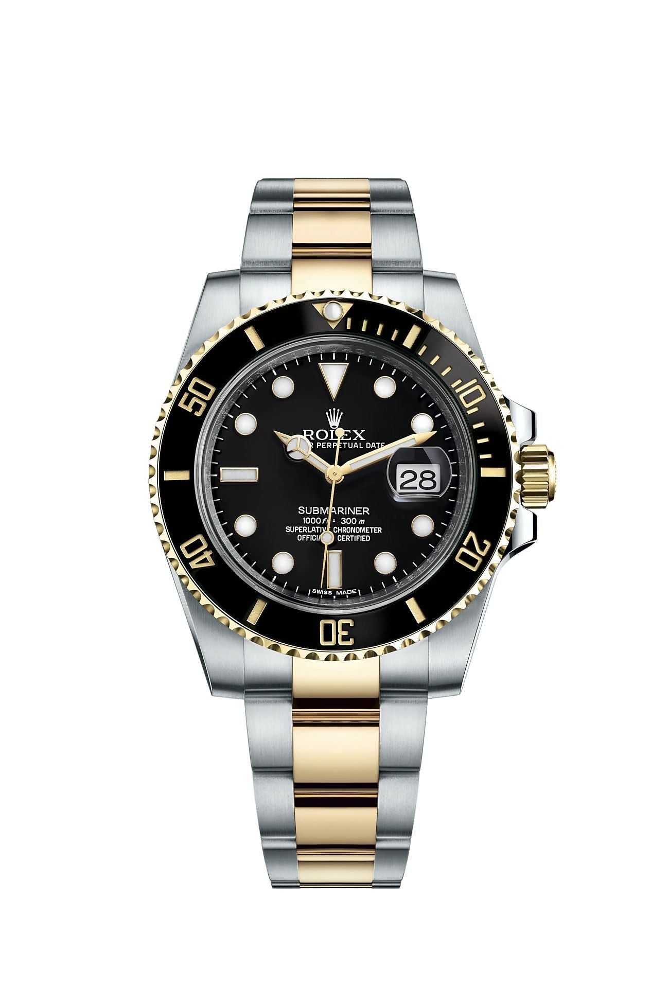 Submariner Date Watch with black and a two-tone Oystersteel yellow gold bracelet