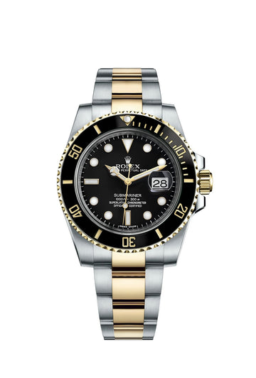 Submariner Date Watch with black and a two-tone Oystersteel yellow gold bracelet